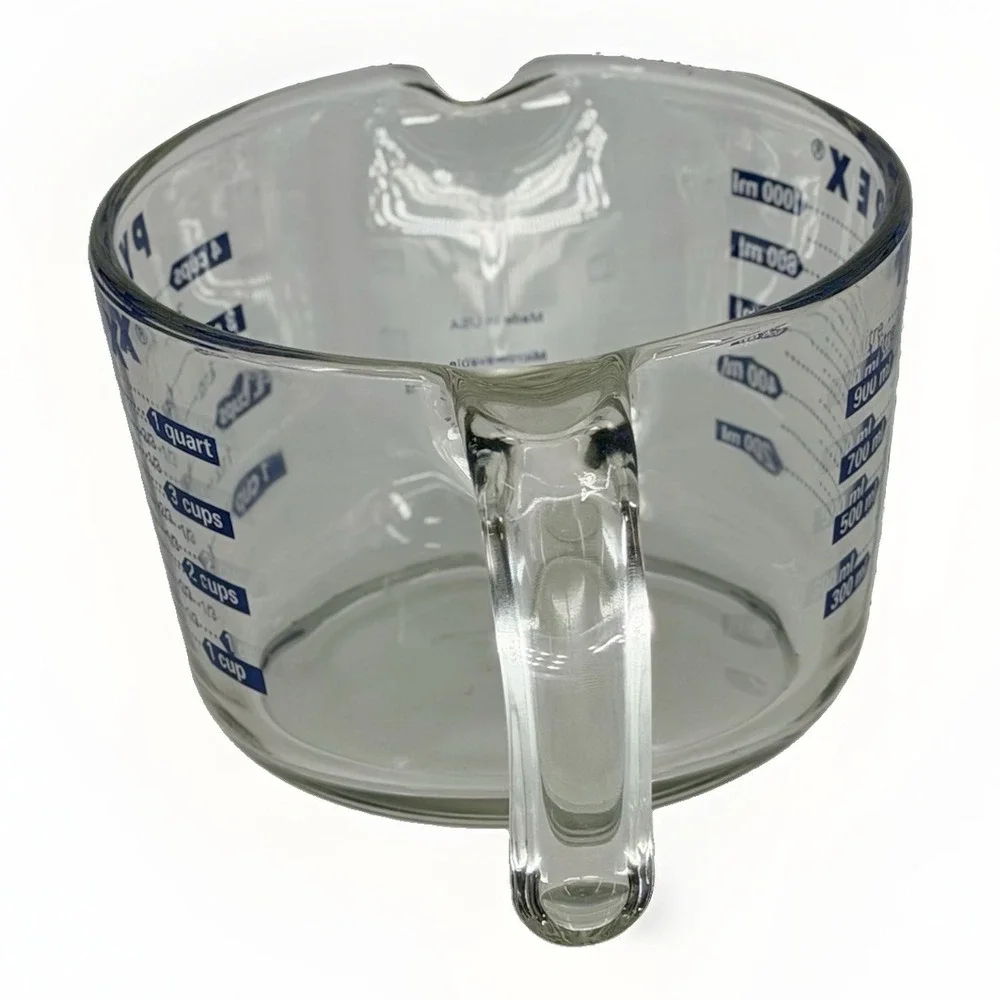 Vintage PYREX 4 Cup 1 Quart 1000mL Glass Measuring Cup Blue USA